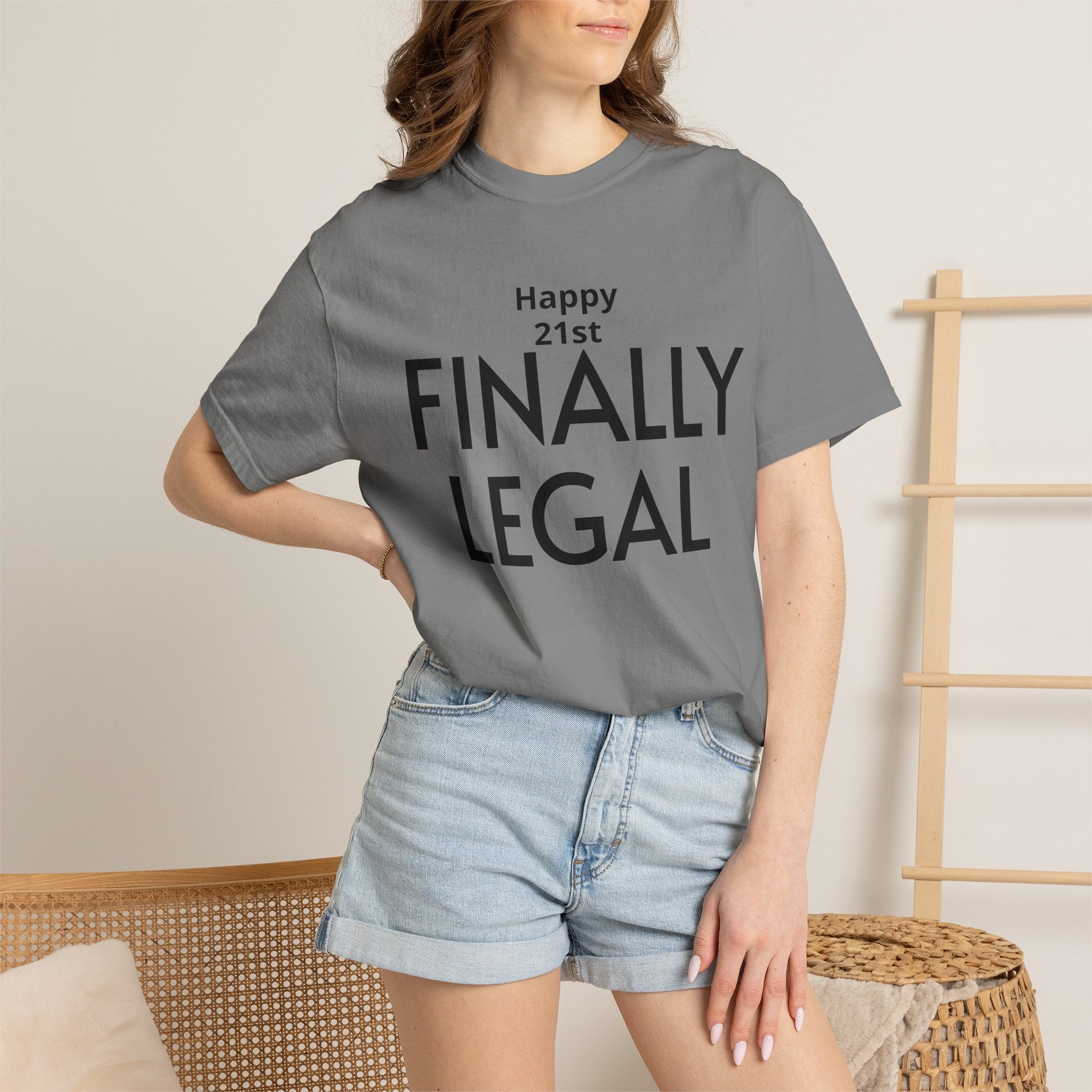 Finally Legal 21st Birthday T-Shirt — "Happy 21st FINALLY LEGAL" Celebration Tee