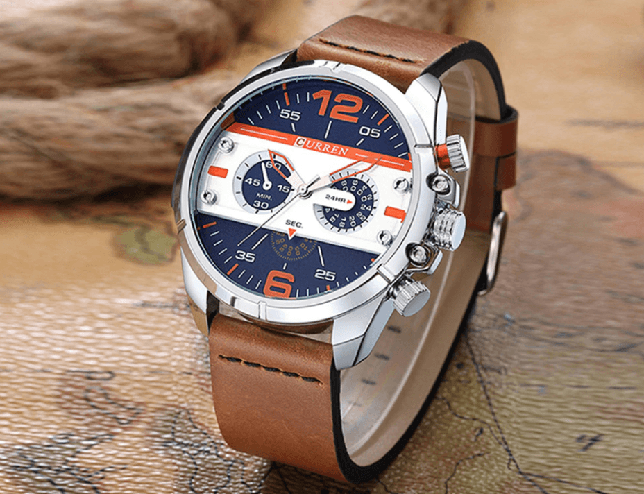 Men's  Waterproof Retro Style Watch With Excellent  Background, Chronometers  Large Numbers Perfect Gift