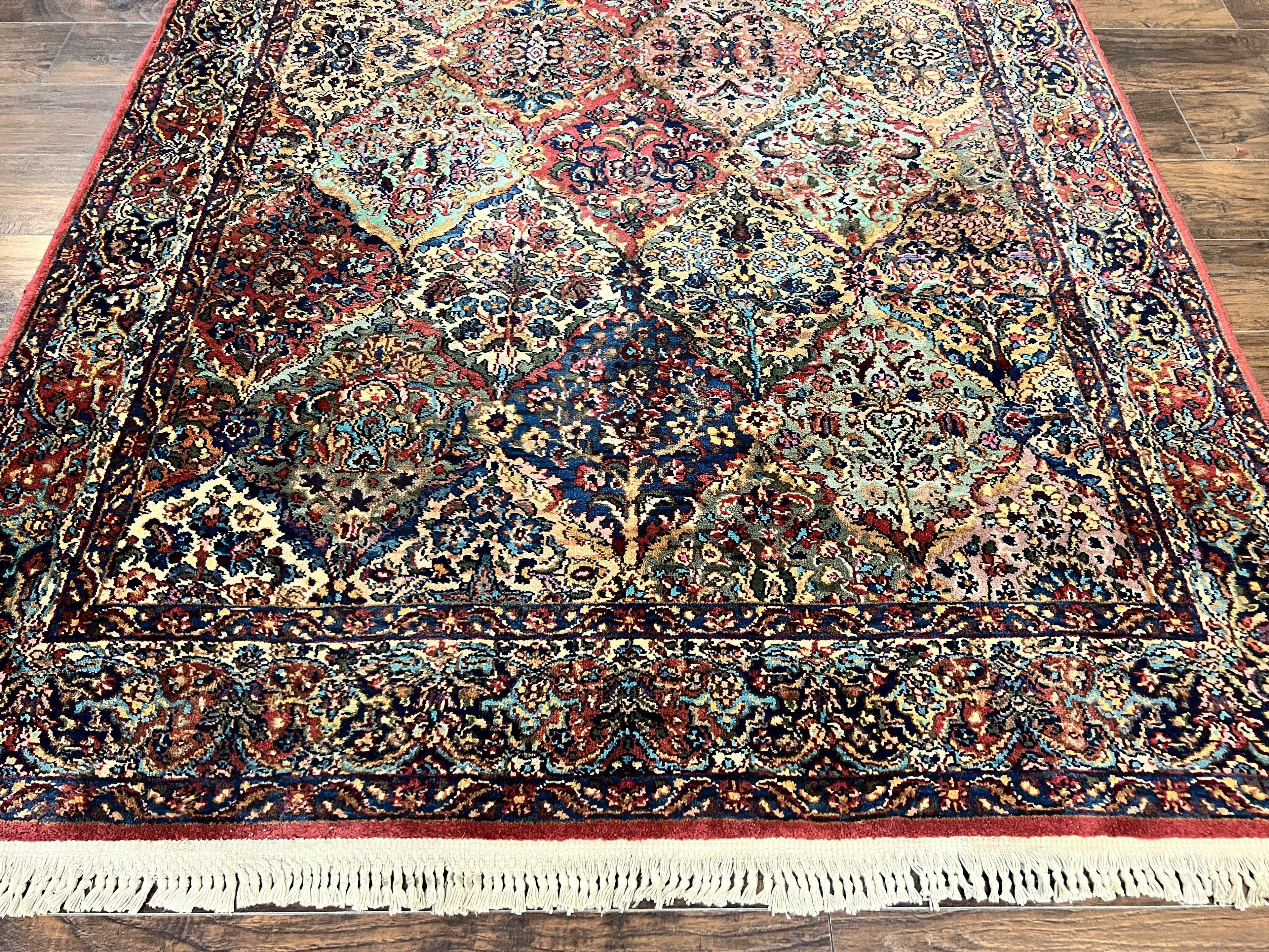 Karastan Multicolor Panel Kirman Rug #717, Wool Karastan Rug 5' 9" x 9', Vintage Multipanel Kirman, Original Karastan Collection 700 Series