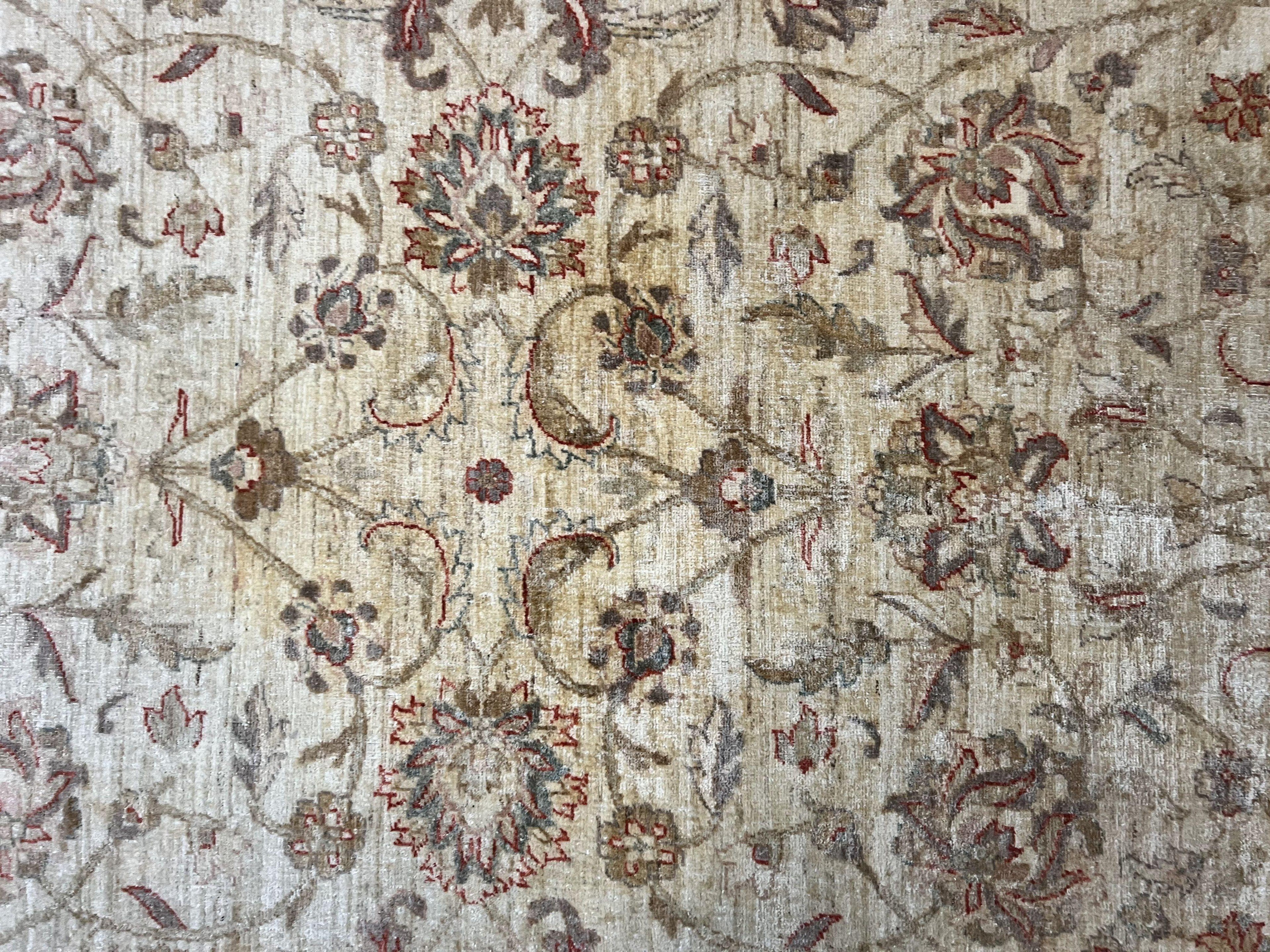 Peshawar Rug 6 x 9.6, Pakistani Chobi Carpet, Neutral Colors, Vintage Rug for Modern Home, Handmade Wool Rug, Beige