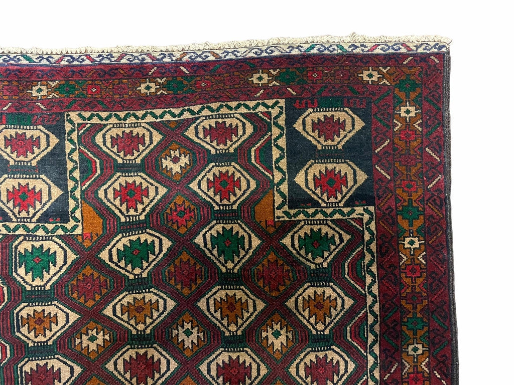 3x5 Vintage Handmade Wool Rug Tribal Turkoman Balouch Prayer Rug Organic Dyes