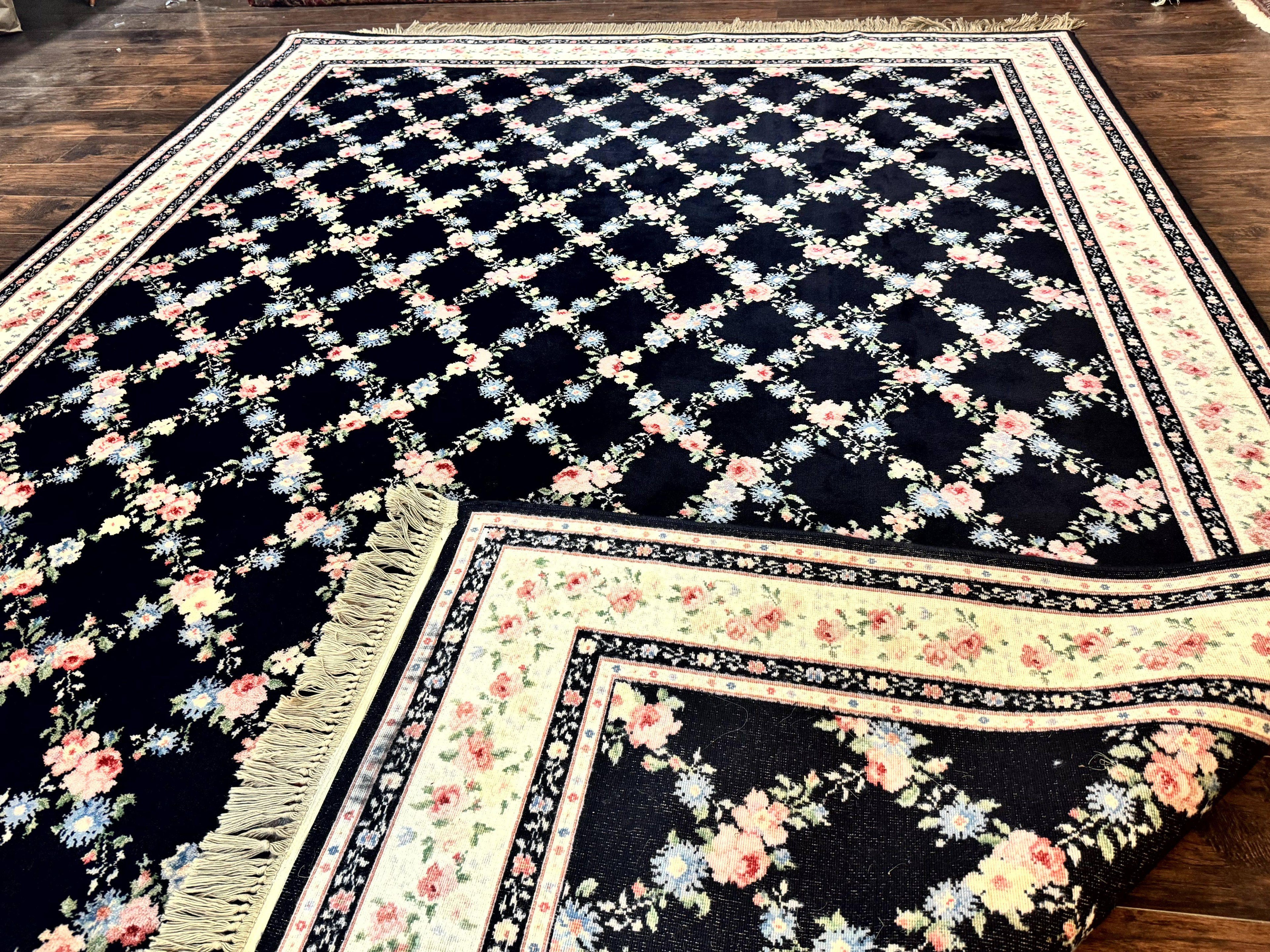 Karastan Rug 8.8 x 12, Garden of Eden #509/1270, Ebony Trellis, Vintage Discontinued Wool Pile Karastan Carpet