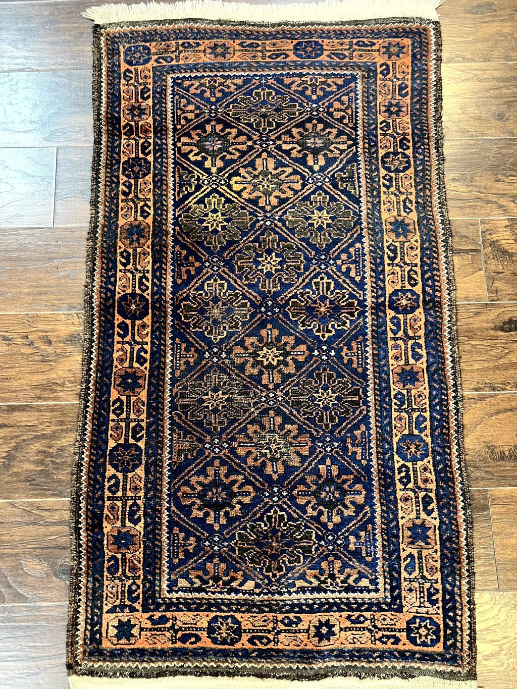 Small Antique Persian Rug 2.7 x 4.7, Handmade Wool Rug, Navy Blue, Balouch Rug, Tribal Rug