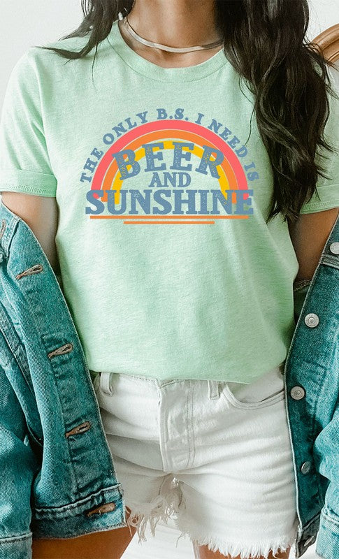 Beer and Sunshine Rainbow Graphic Tee T-Shirt