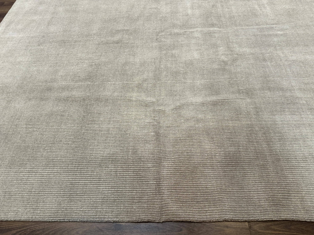 Tibetan Rug 8x10 Taupe Handmade Wool Modern Contemporary Carpet