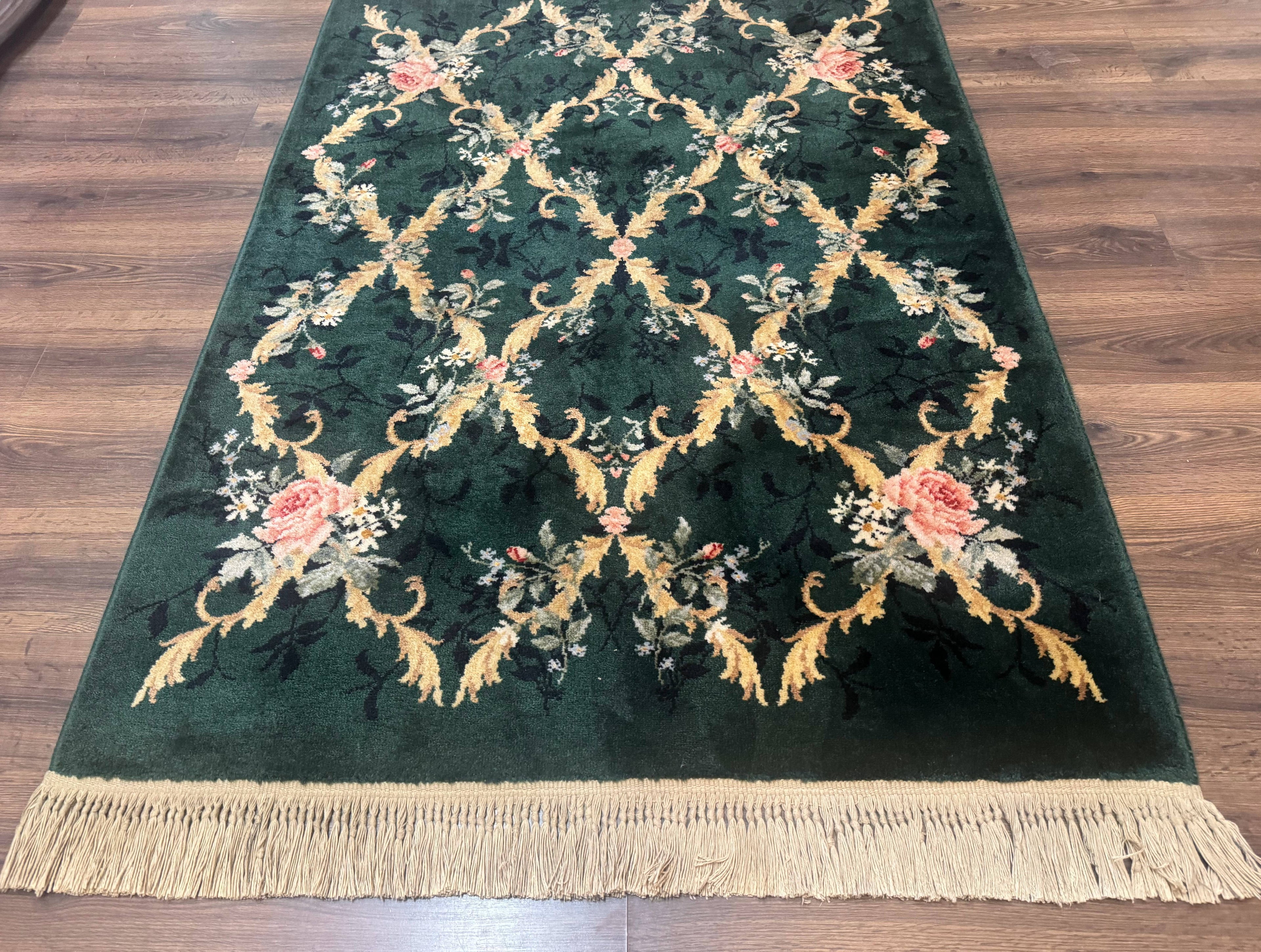 Karastan Garden of Eden Rug 4x6, Green Savonnerie 509/1733, Original Discontinued Vintage Karastan Carpet