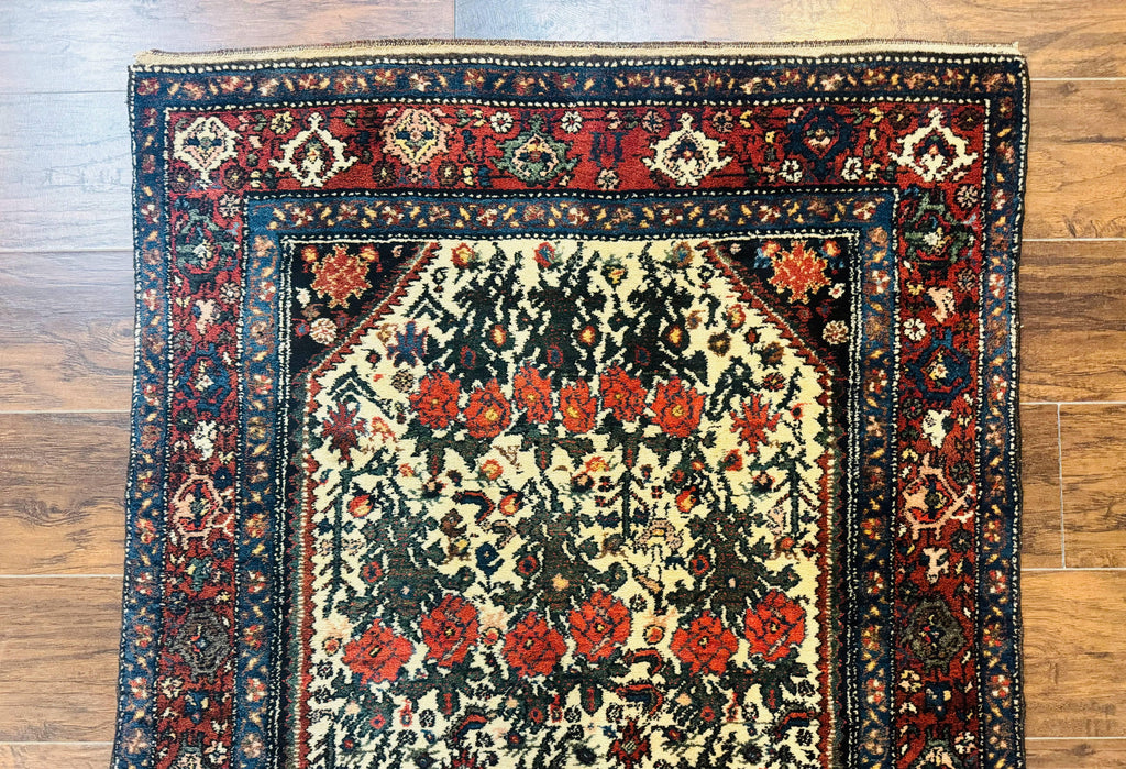 Persian Tribal Rug 3x5, Antique Persian Carpet, Floral Roses, Handmade, Persian Zanjan Rug
