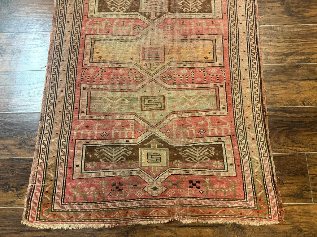 Antique Turkish Melas Rug 3x5, Geometric Carpet, 1920s Wool Rug, Bohemian Rug, Low Pile Rug, Tribal Rug