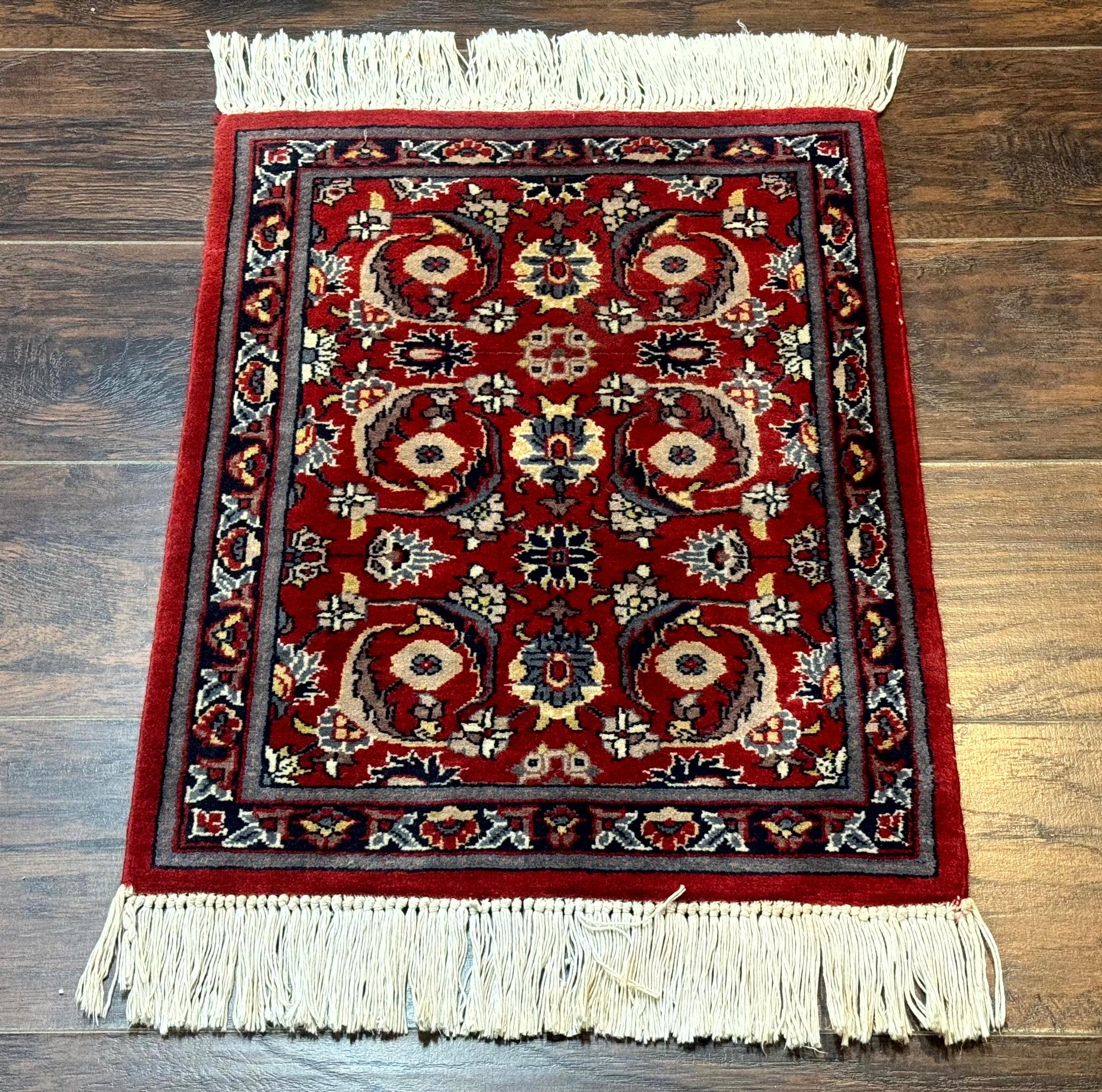 Small Pak Persian Handmade Wool Rug 1.7 x 2, Red