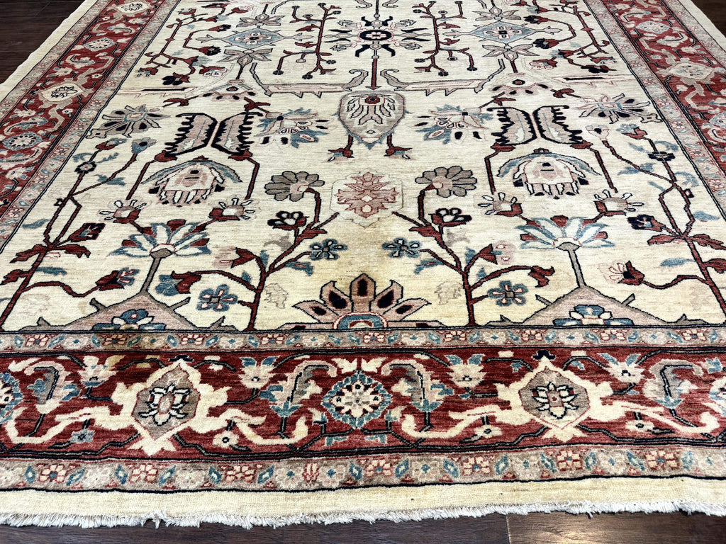 Peshawar Rug 10x14, Beige and Rust Red, Large Pak Persian Rug, Pakistani Rug
