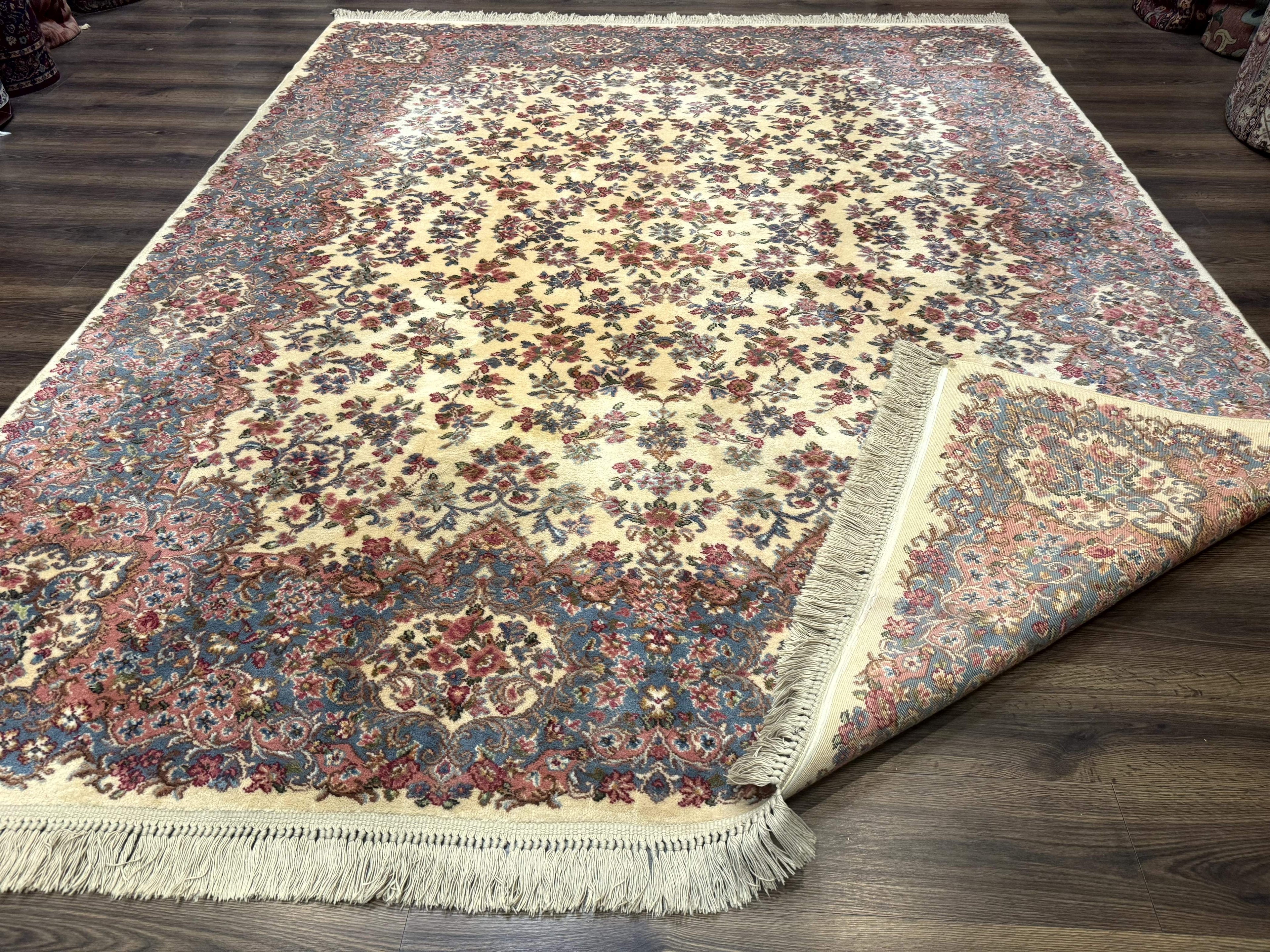 8.8 x 10.6 Karastan Kirman Rug #788, Wool Vintage Discontinued Floral Carpet