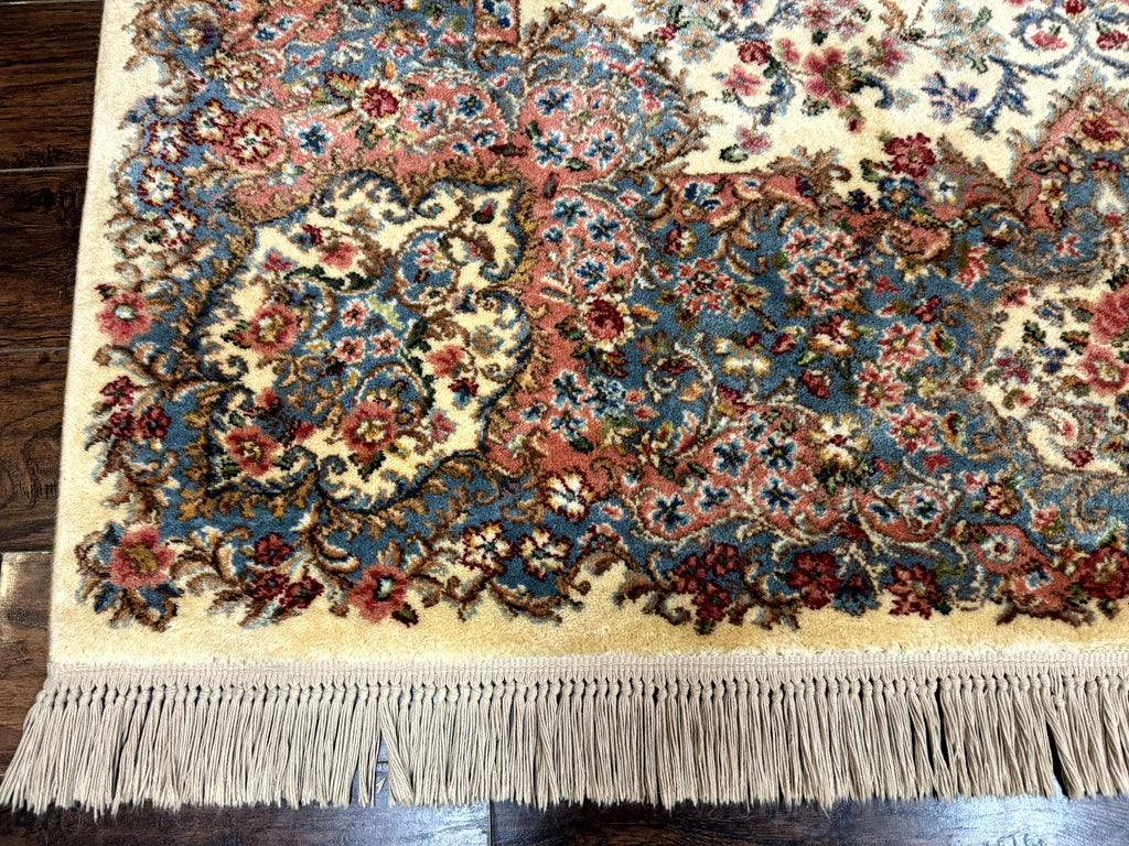8.8 x 12 Karastan Rug #788 Ivory Kirman, Wool Vintage Original 700 Series
