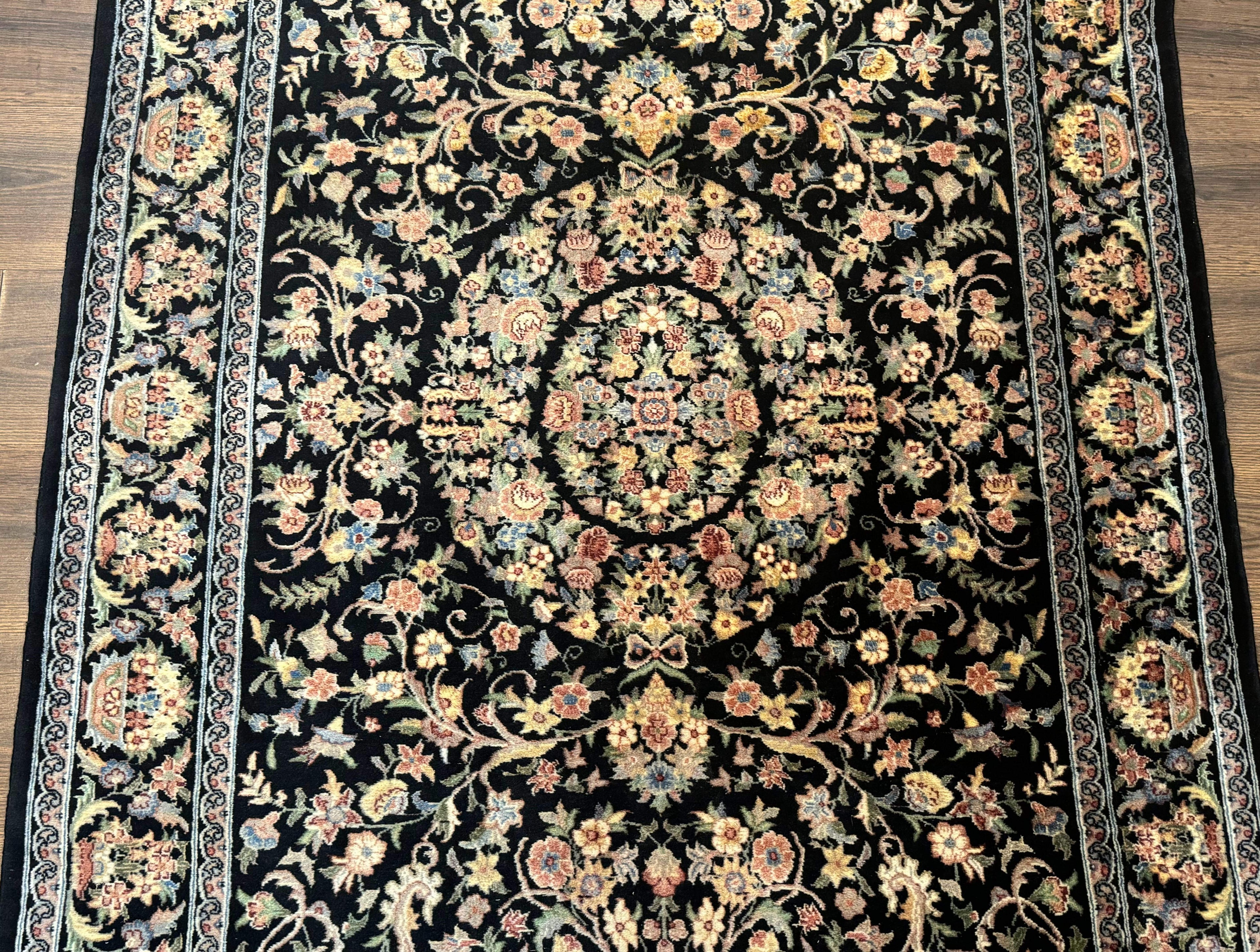 Sino Persian Rug 4x6, Very Fine 260 KPSI, Floral Medallion, Hand Knotted Wool Carpet