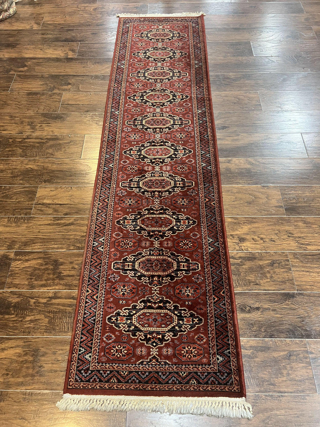 Belgium Power Loomed Runner Rug 2x9, Vintage Wool Rug for Hallway 2 x 9 ft, Red, Caucasian Persian Design, 9ft Runner
