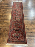 Belgium Power Loomed Runner Rug 2x9, Vintage Wool Rug for Hallway 2 x 9 ft, Red, Caucasian Persian Design, 9ft Runner