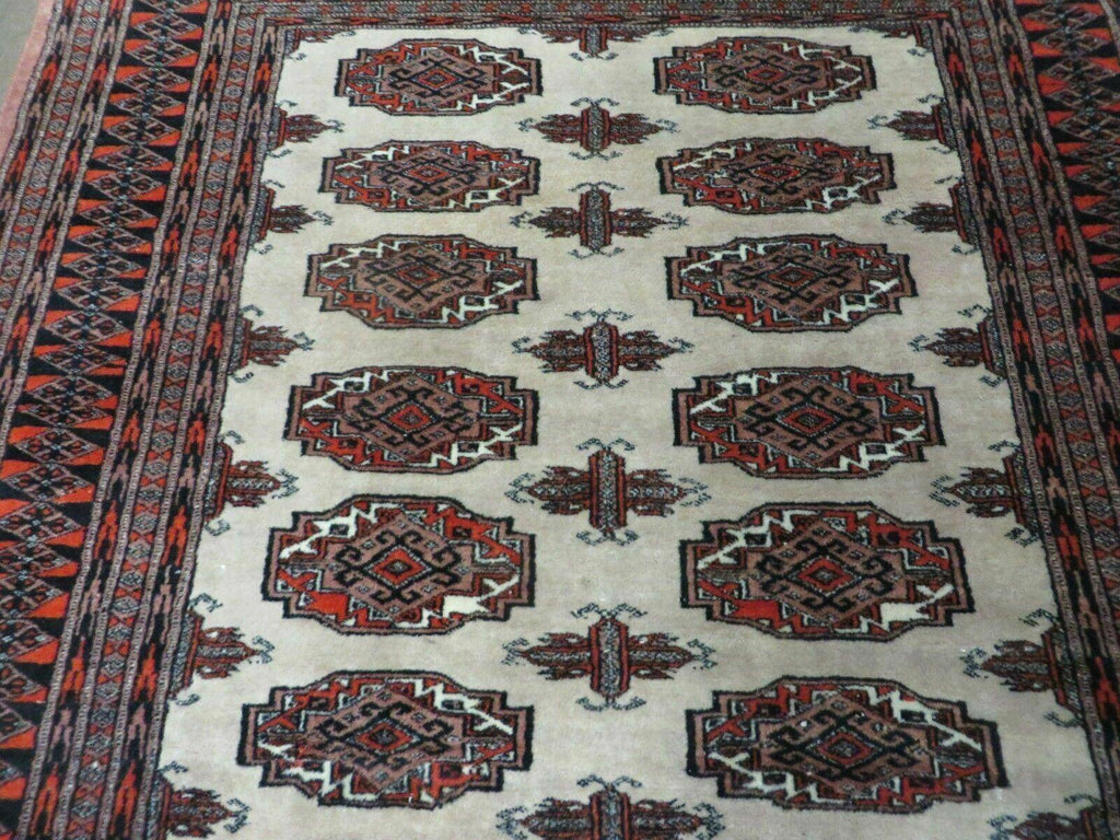 4' X 6' Vintage Handmade Bokhara Turkoman Pakistan Wool Rug Carpet Nice