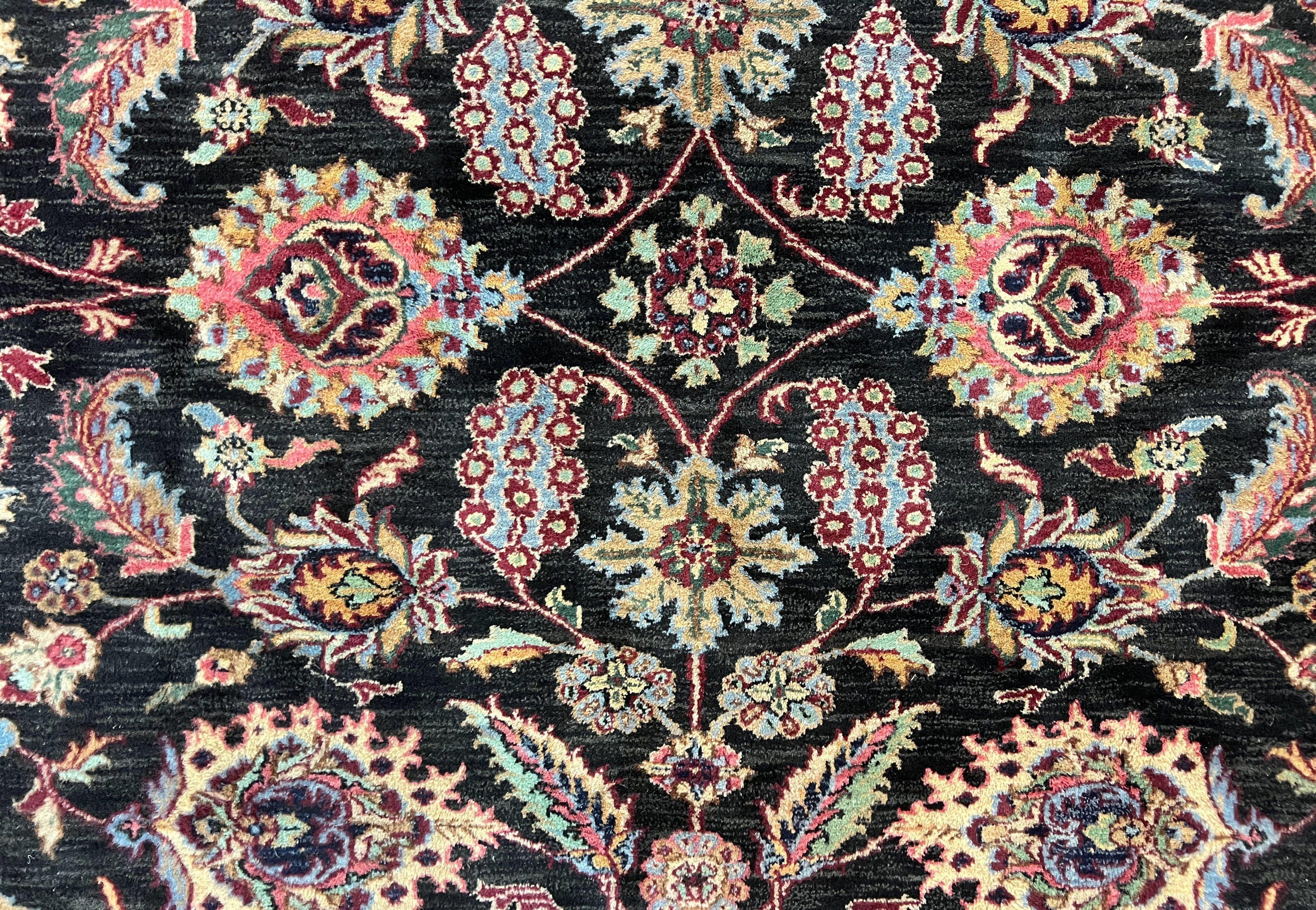 Indo Persian Rug 8x10, Nourison Carpet, Floral, Hand Knotted Vintage Wool Rug