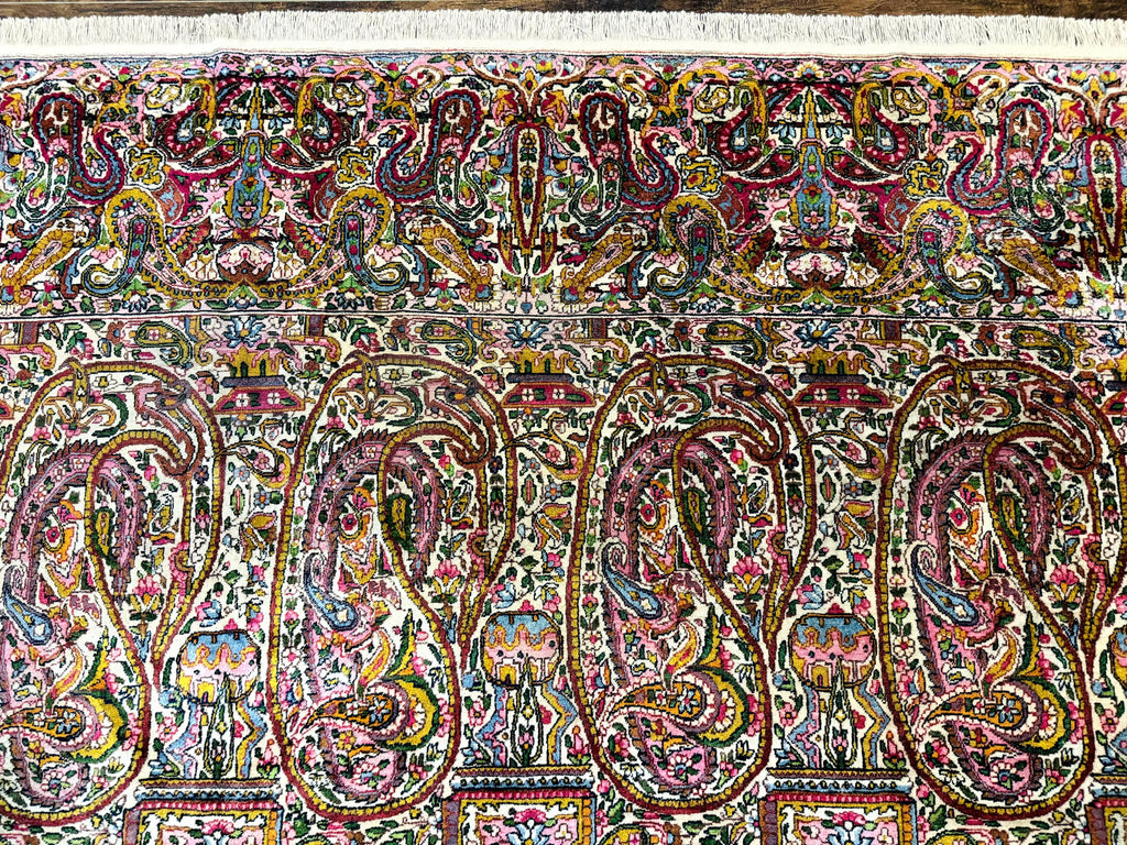 Rare Antique Persian Kerman Lavar Rug 9x12, Boteh Paisley Design