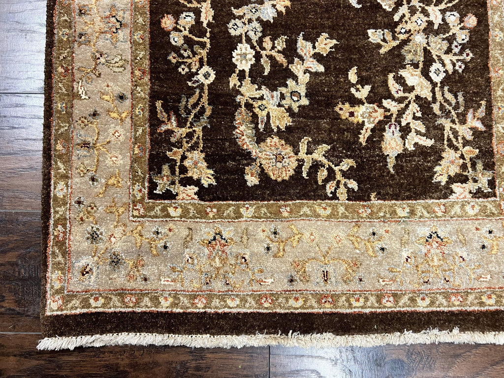 Peshawar Runner Rug 3 x 20, Wool Hand Knotted Vintage Pakistani Carpet, Brown & Taupe, Chobi Mahal Floral Rug, Extra Long Hallway Runner