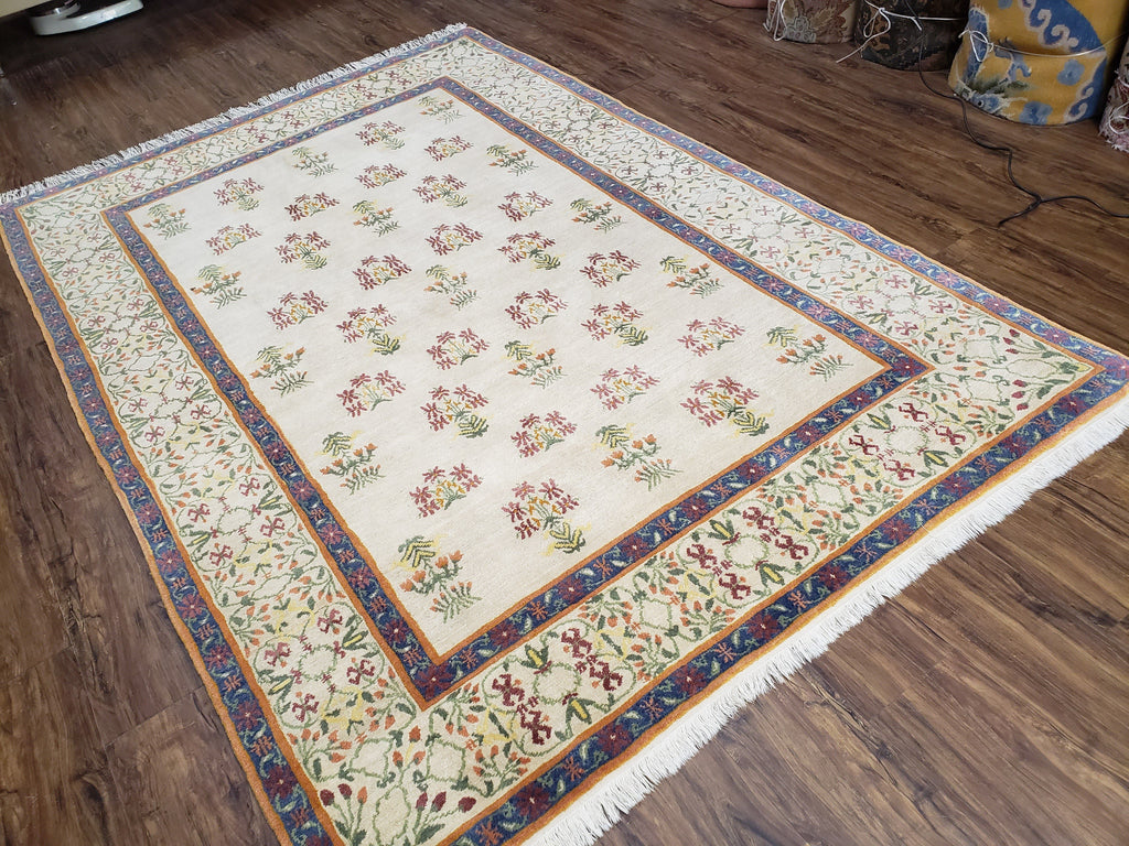 Tufenkian Rug 5.9 x 8.6, Tibetan Nepalese Rug, Hand Knotted, Soft Shiny Wool, Repeated Motifs, Contemporary Modern, Area Rug 6x9, Vintage
