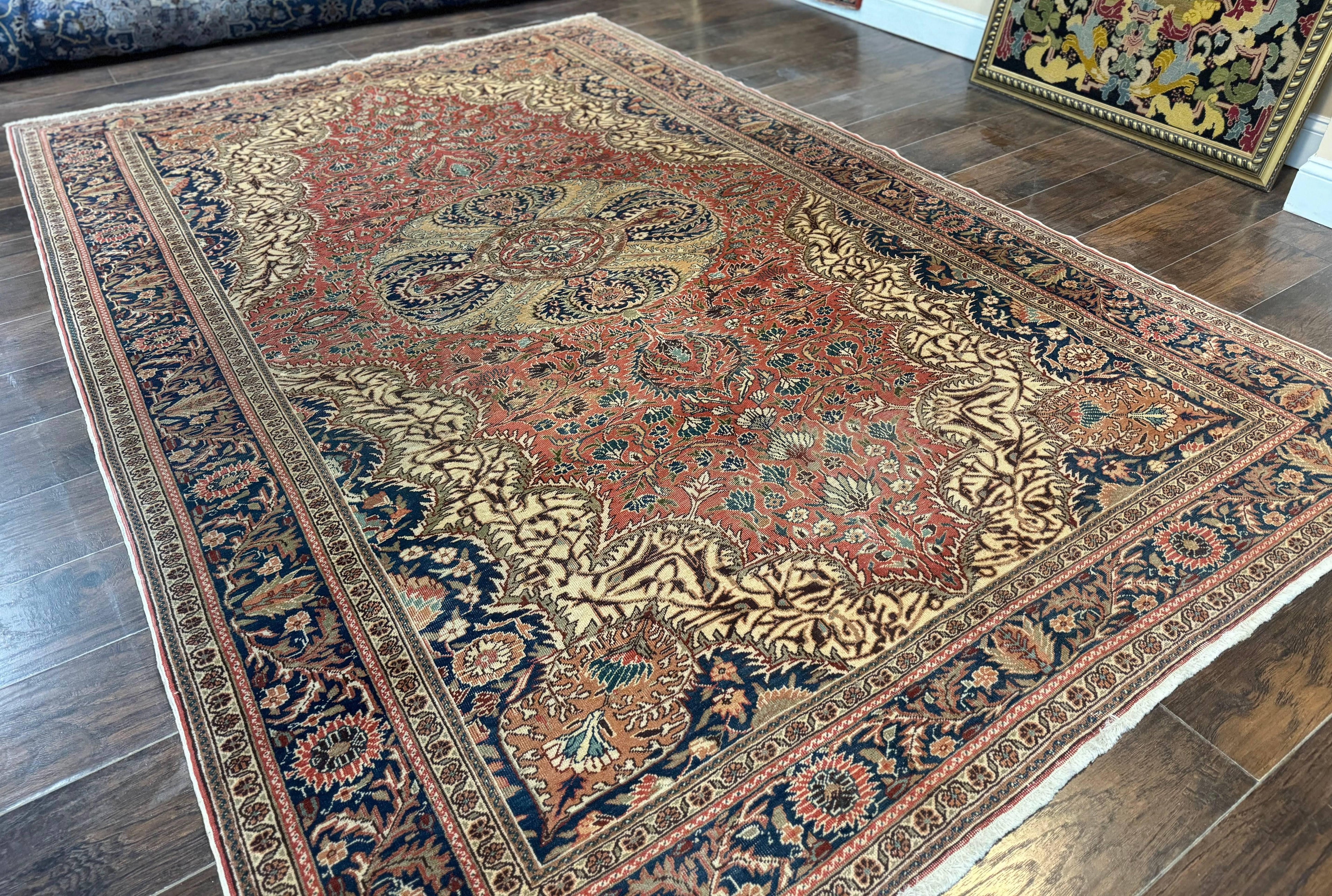 Turkish Kayseri Rug 6x10, Antique Turkish Carpet, Floral Medallion, Oriental Carpet, Red