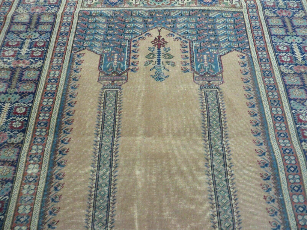 4' X 6' Antique Handmade Turkish Mehrab Prayer Wool Rug Lantern Beautiful