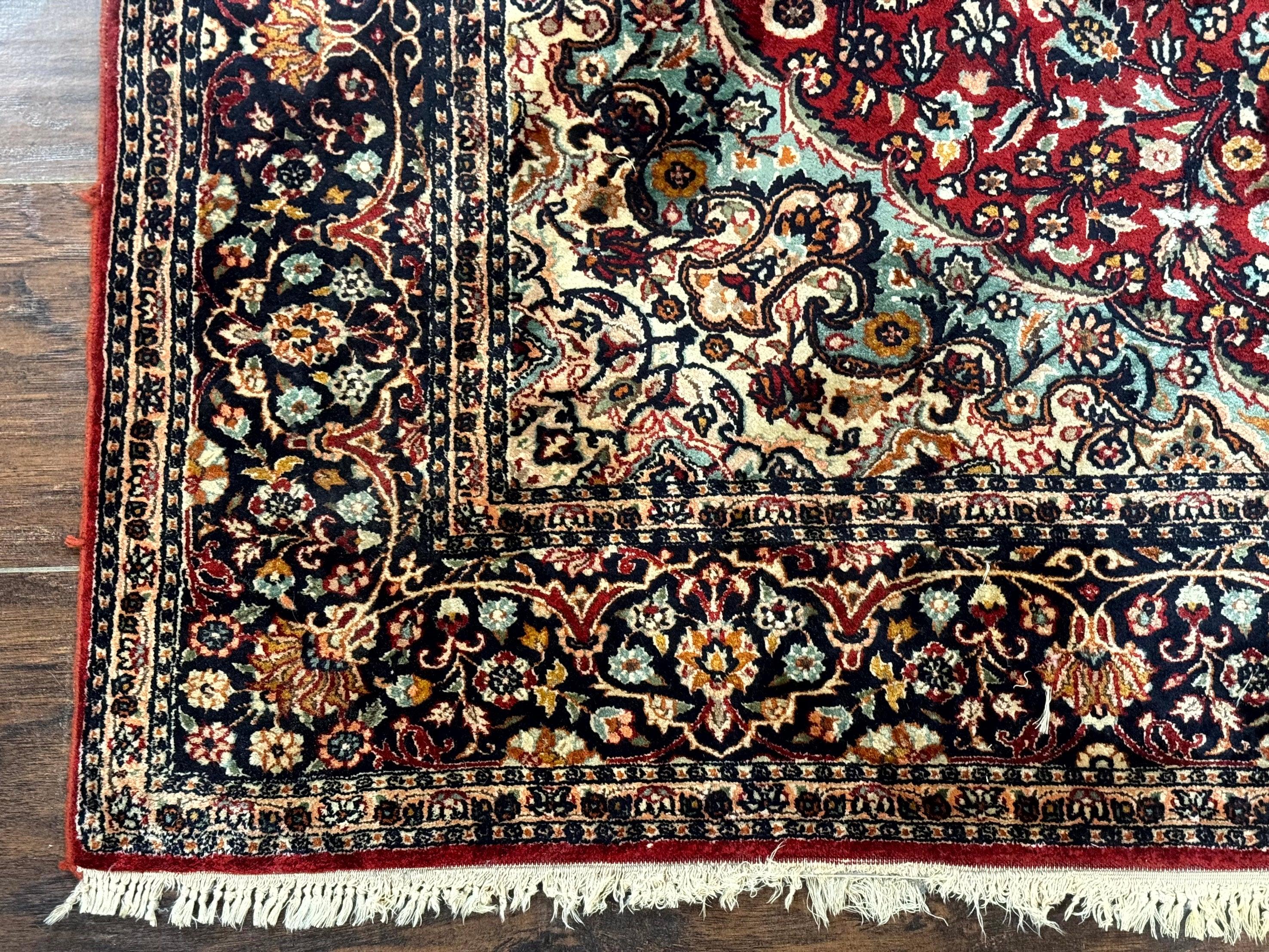 4x6 Silk Rug, Very Fine 650 KPSI, Silk Persian Carpet, Red, Floral Medallion, Sino Persian