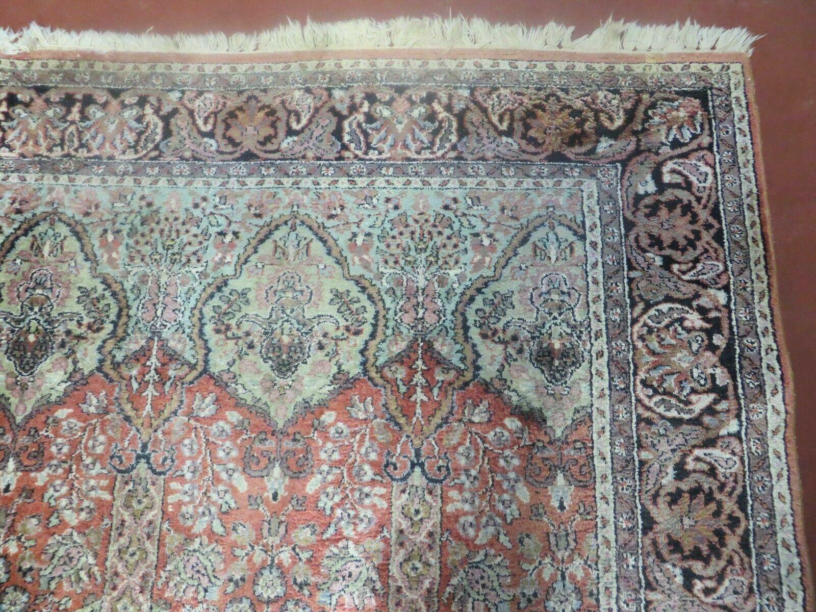 6' X 6' Vintage Handmade Fine Indian Silk Rug Kashmir Square Nice