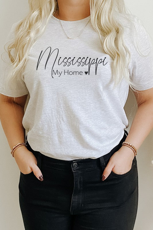 Mississippi My Home Heart State Graphic Tee T-Shirt