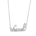 LO5W117- Brass  Pendant With 16" Chain with Clear Crystal Glass  In Rhodium Plated