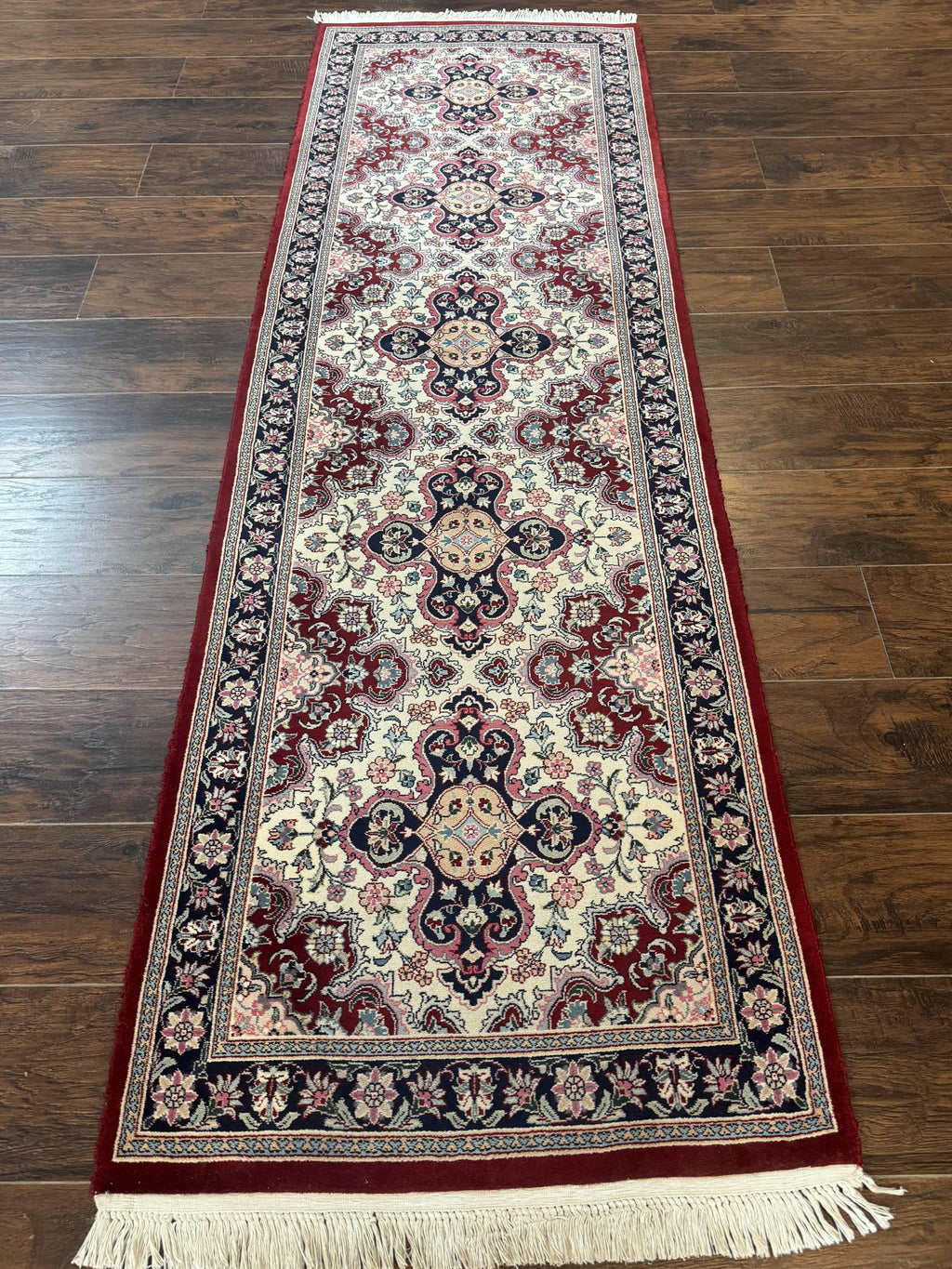 Sino Persian Runner Rug 2.7 x 8, Floral, Handmade, 250 KPSI
