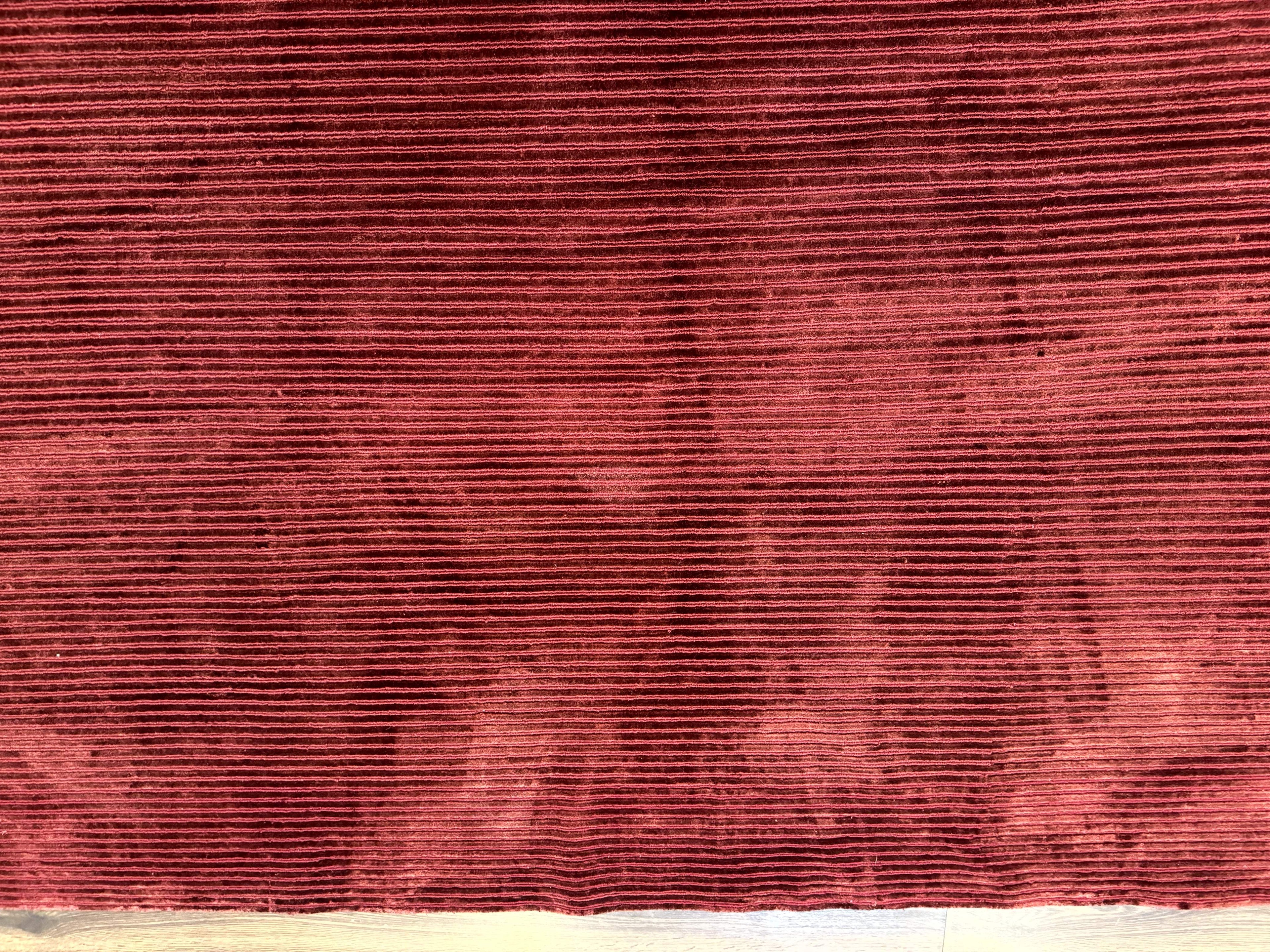 Modern Tibetan Rug 8x10, Red, Stripes, Handmade Wool Thick Pile Carpet