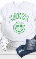 Retro Lucky Smiley Face Graphic Tee T-Shirt