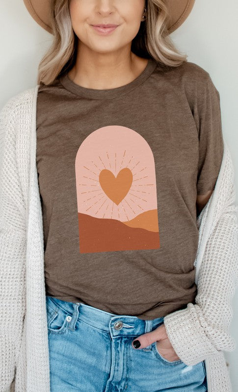 Boho Heart Sunrise Valentine PLUS SIZE Graphic Tee T-Shirt