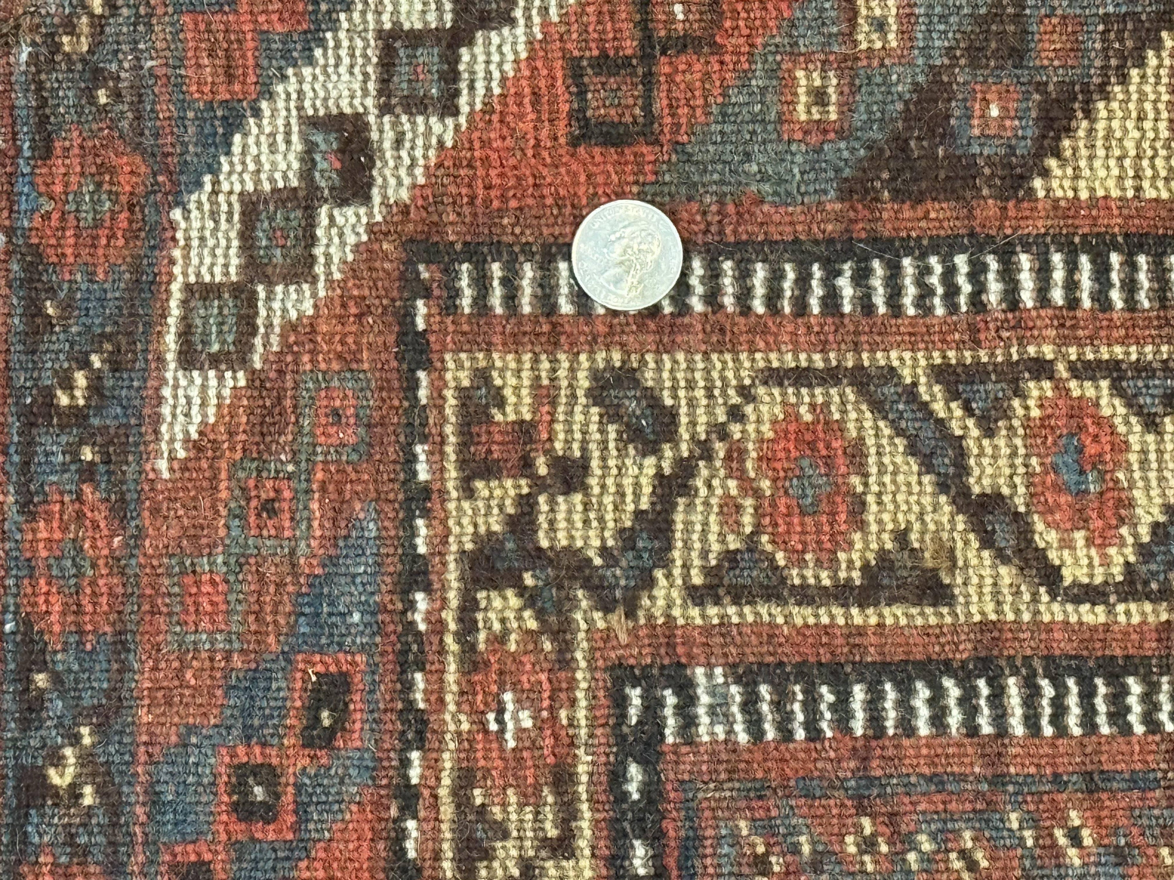 Antique Persian Shiraz Rug 5x8, Khamseh Tribal Wool 1920s Carpet, Navy Blue