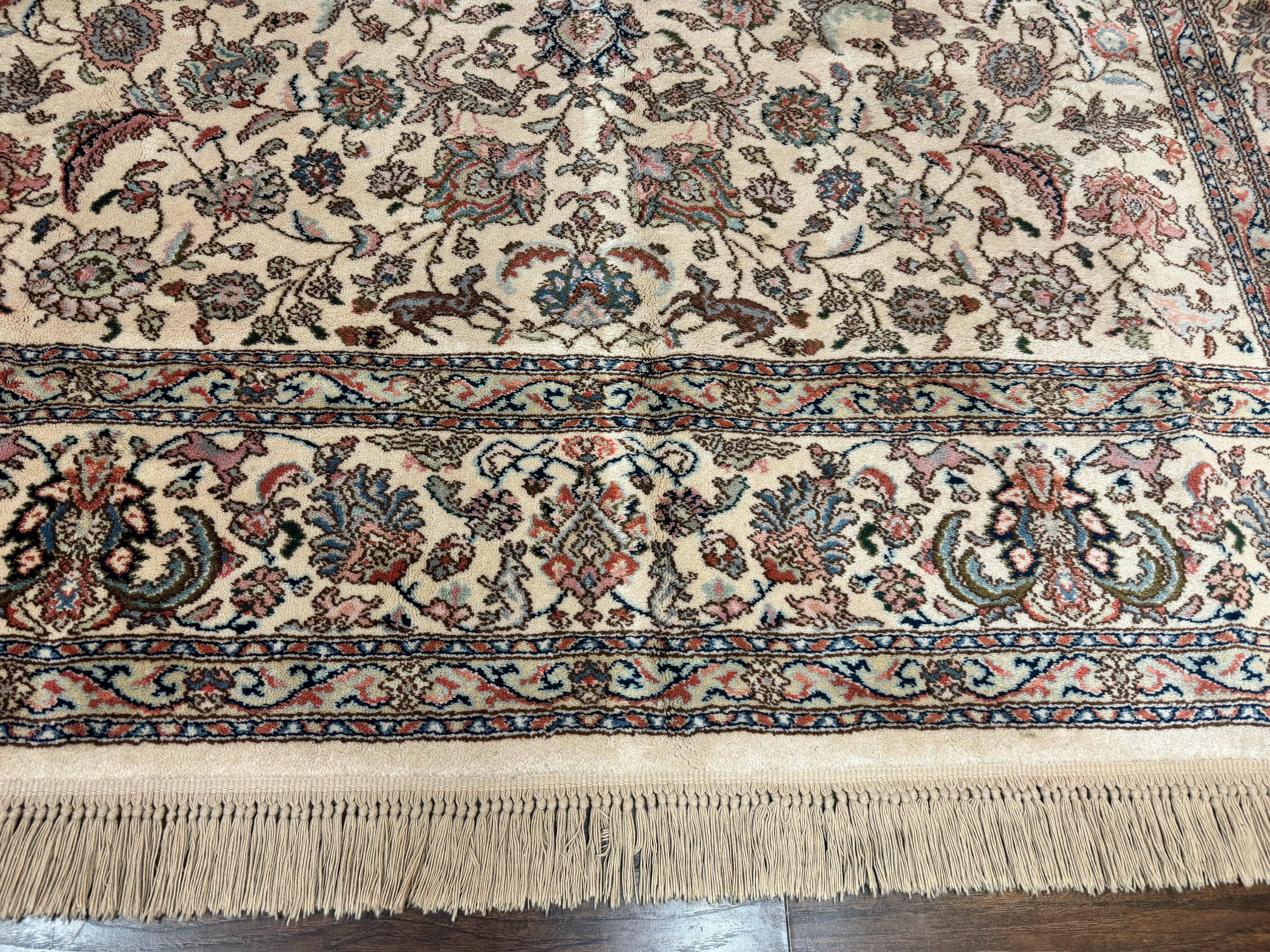 Karastan Rug #738 Tabriz Design 8.8 x 12, Room Sized Wool Pile Karastan Carpet, Vintage Discontinued Karastan Area Rug, Ivory, Floral Rug