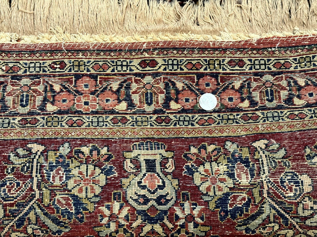 Antique Persian Sarouk Rug 3x5, Red, Floral, 200 KPSI