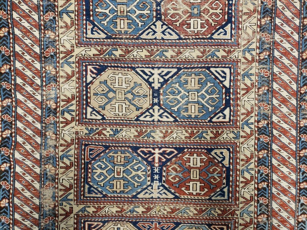 Antique Caucasian Rug 3x5, Shirvan Kazak Tribal Carpet