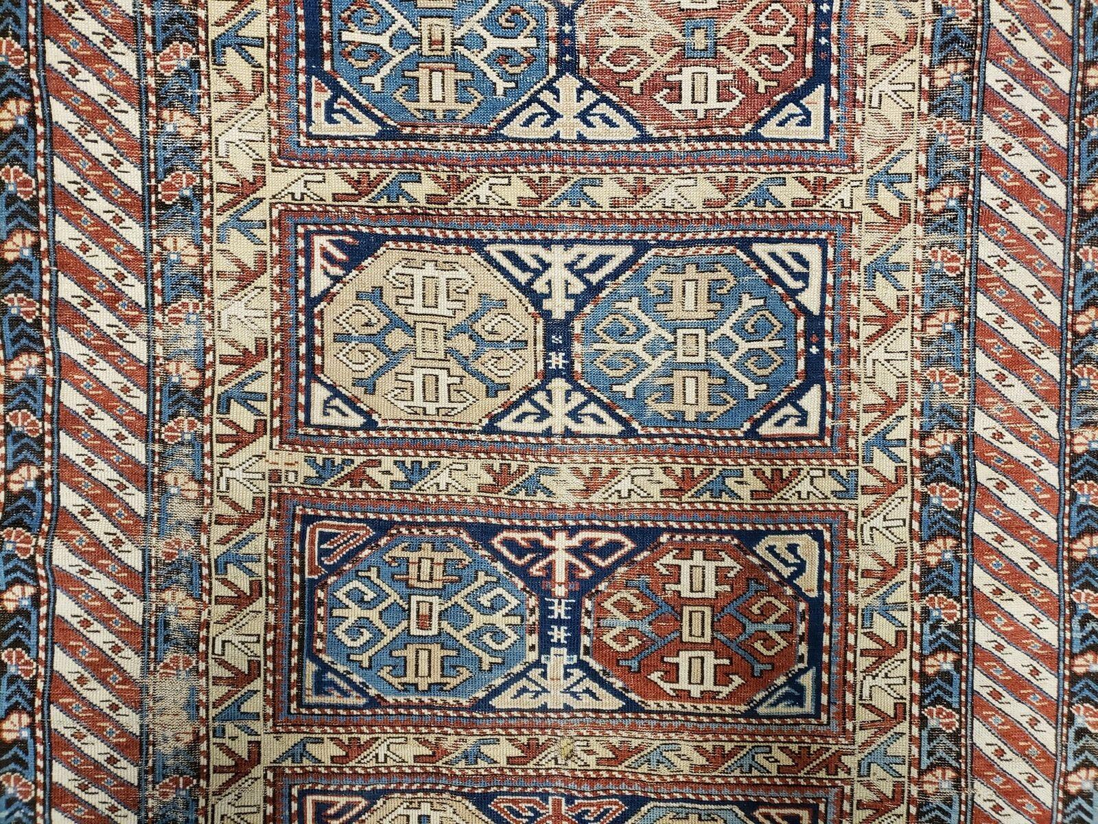 Antique Caucasian Rug 3x5, Shirvan Kazak Tribal Carpet