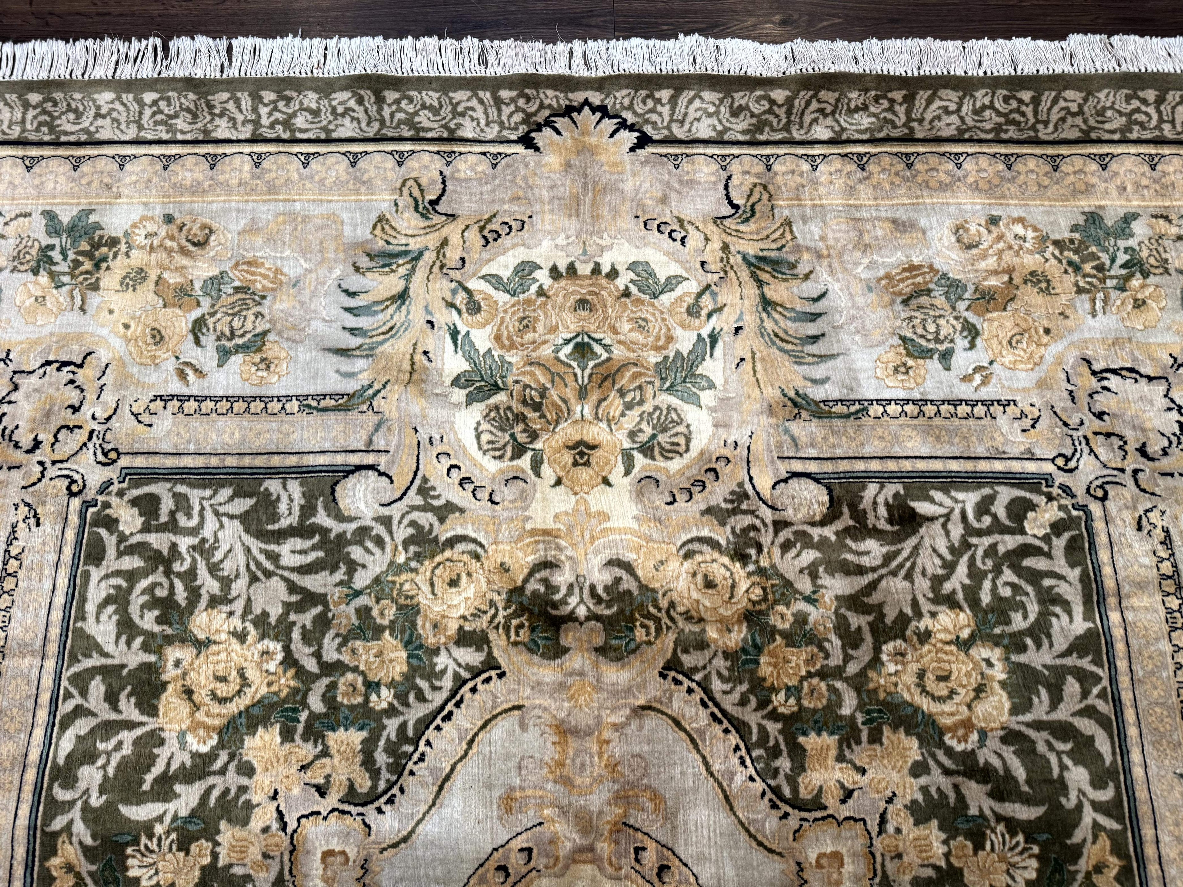 Aubusson Rug 8x10, Very Fine 225 KPSI, Floral, French European Design, Pakistani Carpet