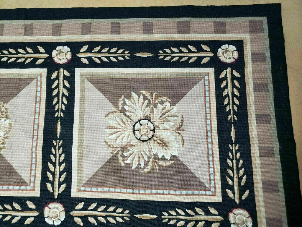 9' X 12' Handmade English Aubusson Savonnerie Design Needlepoint Wool Rug Nice