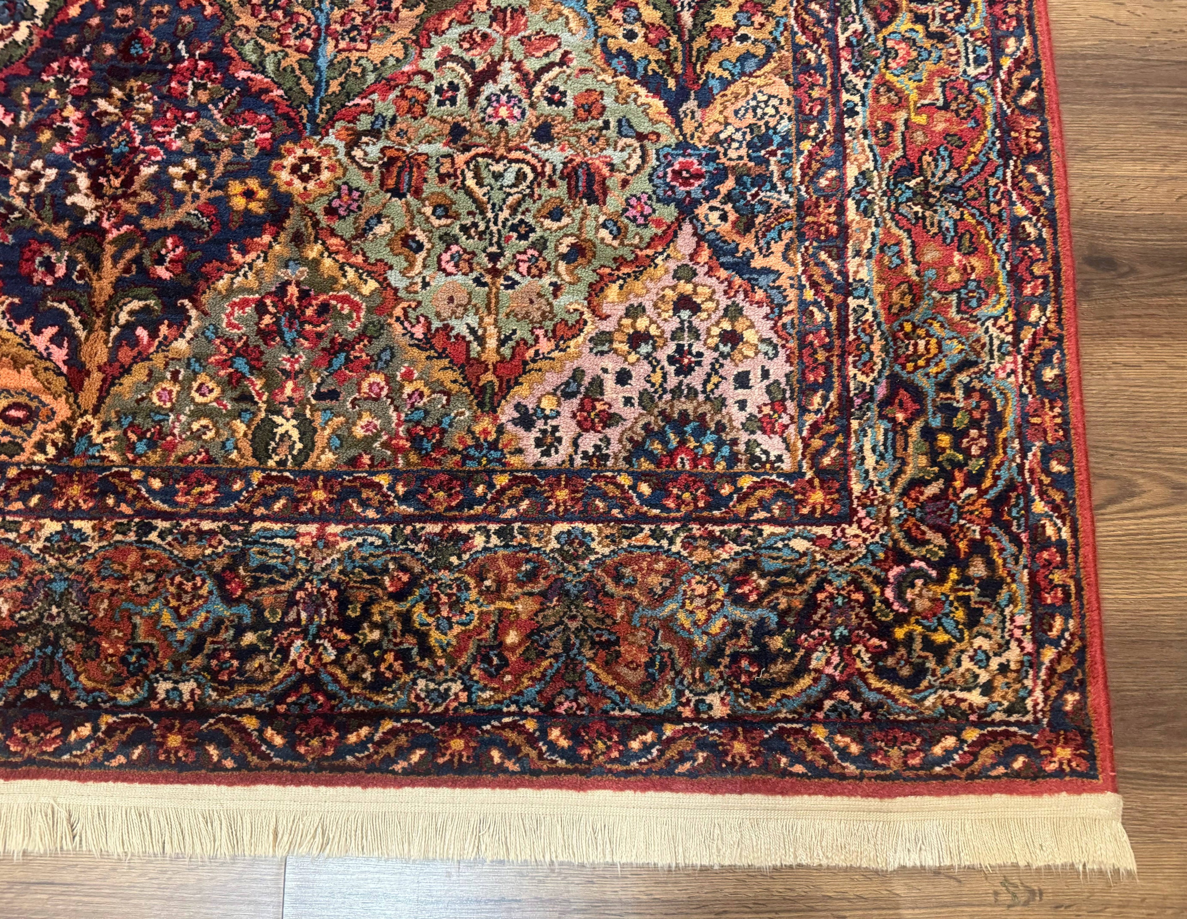 Karastan Rug 5.9 x 9, Multicolor Panel Kirman Rug #717, Wool Original Karastan Collection 700 Series