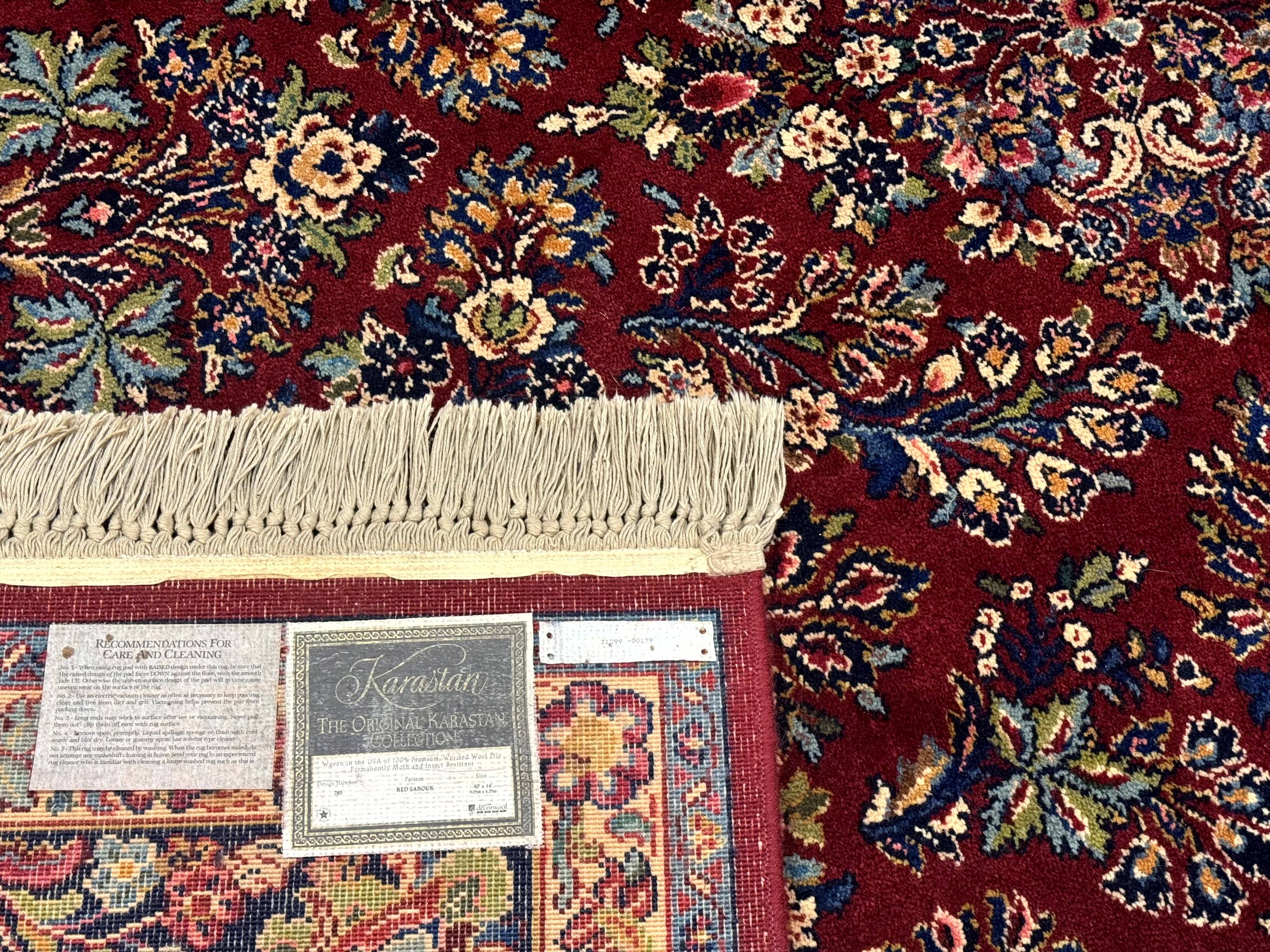 10x14 Karastan Rug Red Sarouk #785, Wool Original 700 Series