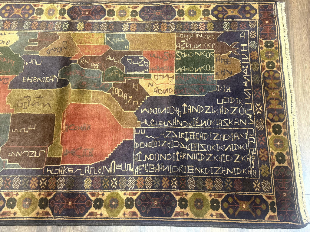 Afghan Rug 4x7, Map of Afghanistan, Tribal Rug, Balouch Rug, New
