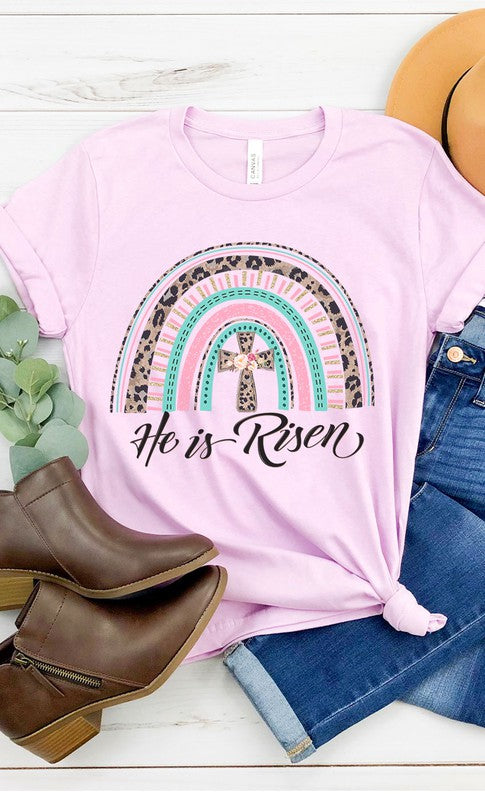 He Has Risen rainbow cross Graphic Tee T-Shirt