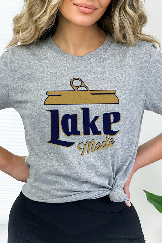 Lake Mode Beer Can Summer Vacation Graphic Tee T-Shirt