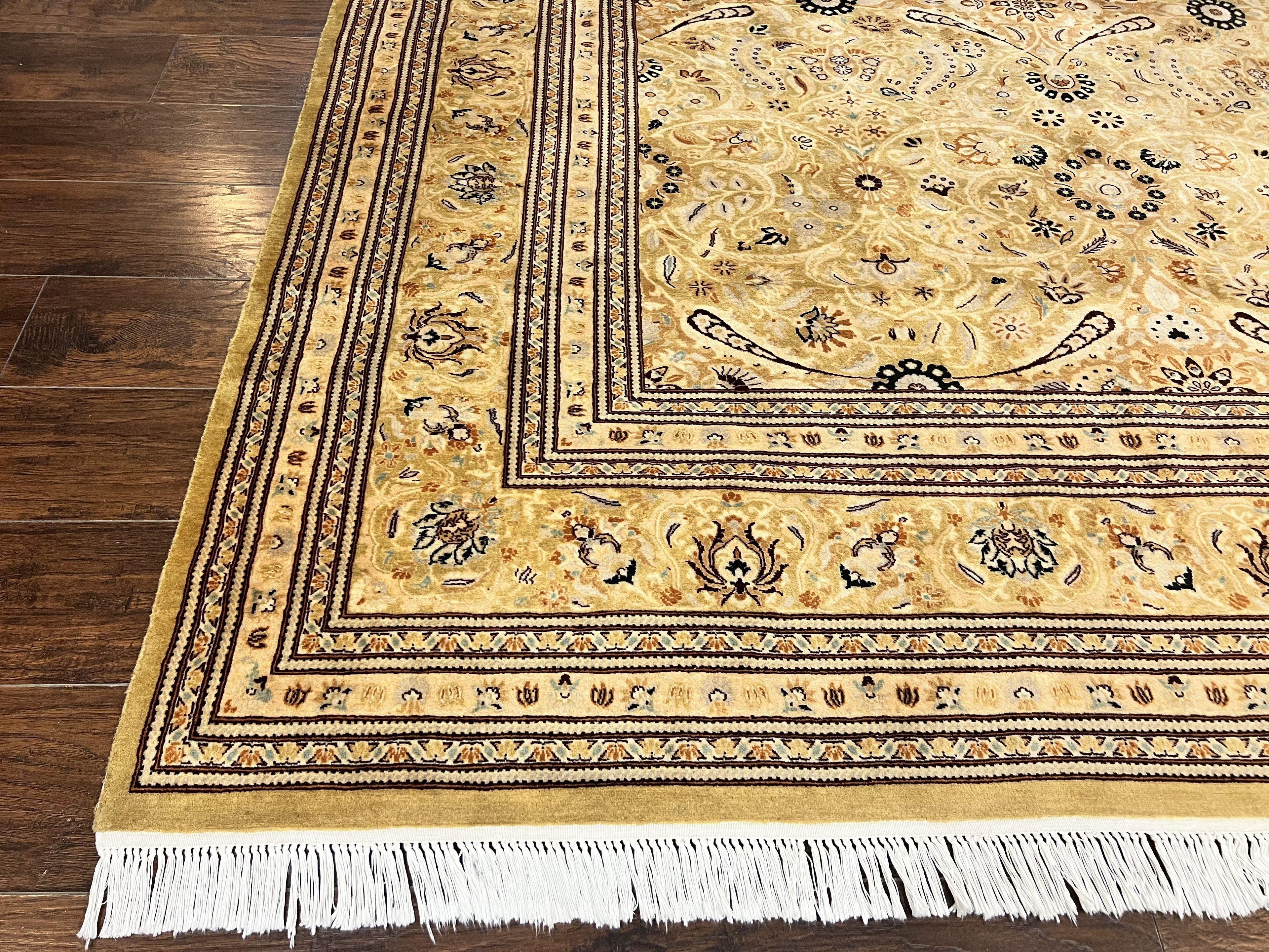 Pak Persian Rug 8x10, Wool Hand Knotted Vintage Carpet, Safavieh Rug, Gold Tan, 270 KPSI