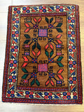 Small Persian Baluchi Rug, Tribal Rug, Brown, Multicolor
