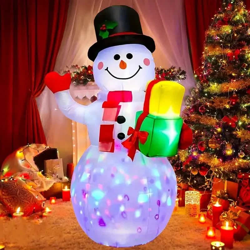 5FT Rotating Christmas Inflatable Snowman Decoration with 360° Colorful LED Lights