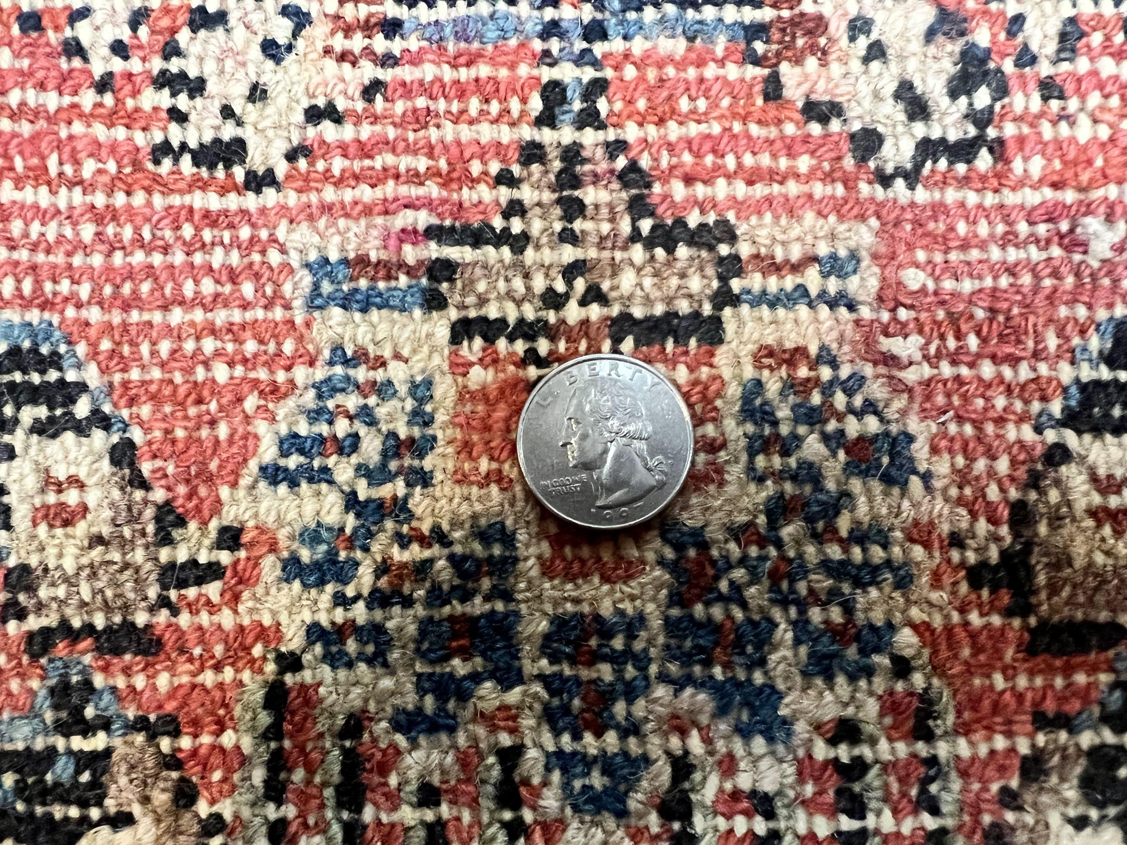 Antique Persian Runner Rug 2.9 x 17, Rare Sarouk Runner, Handmade Wool Rug for Hallway, Red, Floral